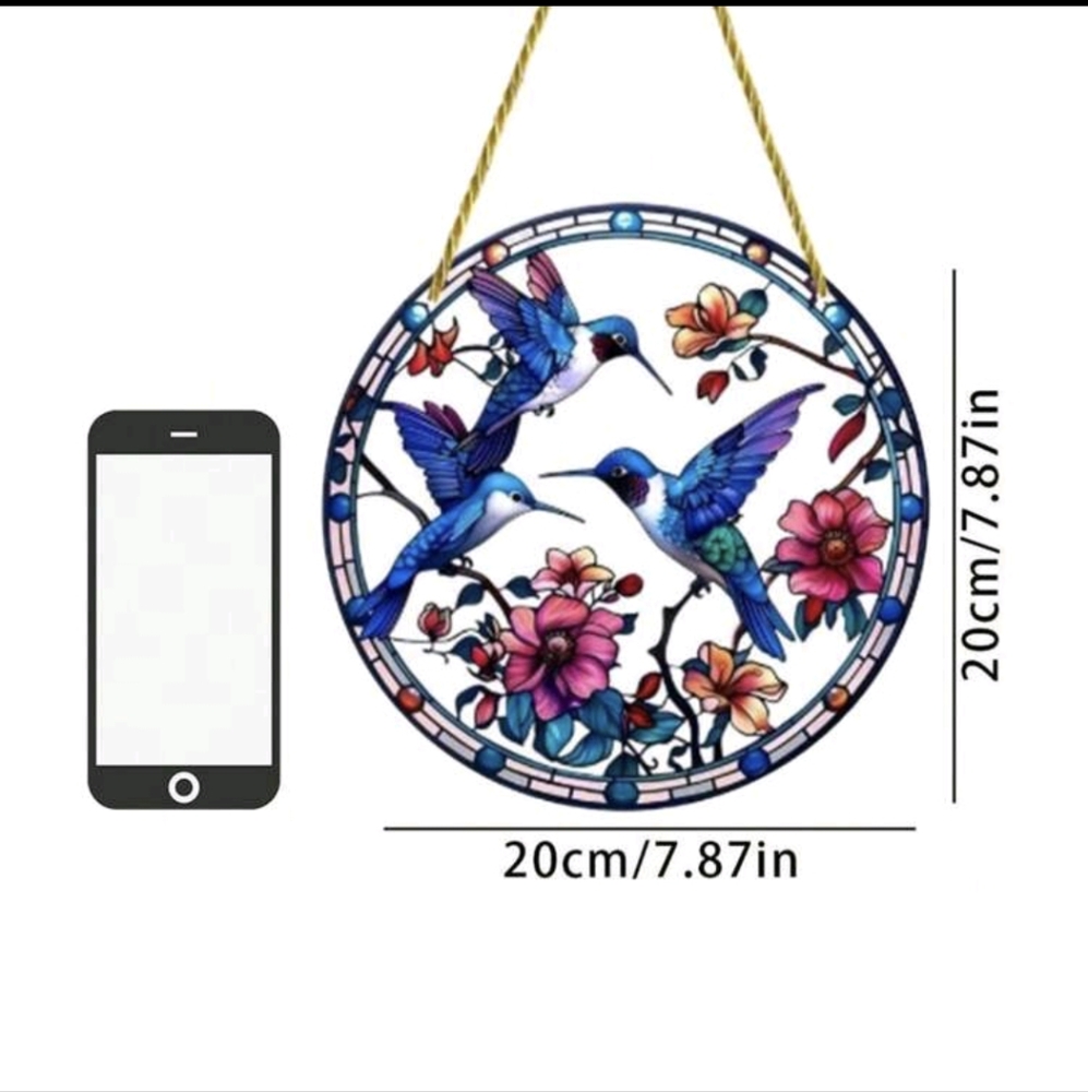 Hummingbird Acrylic Suncatcher 2D Blue - Picture 4 of 7